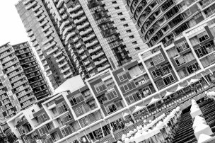Docklands apartments in black and white